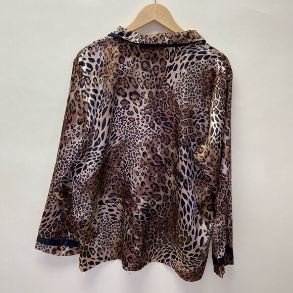 Megan Taylor Animal Print Long Sleeve Pajama Top Blouse Shirt Size XL - Picture 6 of 8